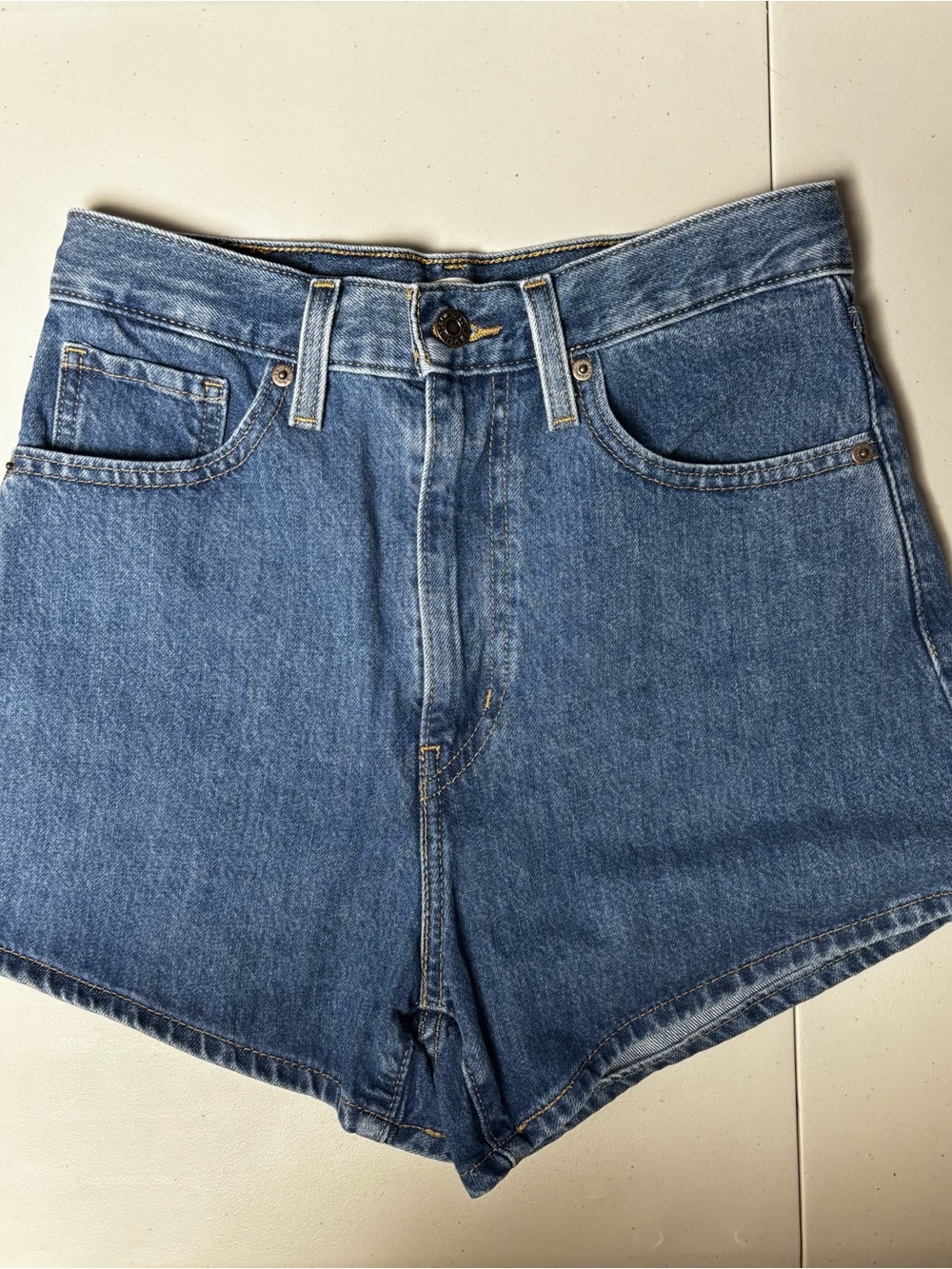 Levi's Women's Blue High-Rise Denim Mom Shorts